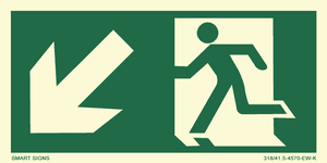 Huvudbild Springande man - Pil diagonalt ned&aring;t V&auml;nster, Aluminium, V&auml;lj st